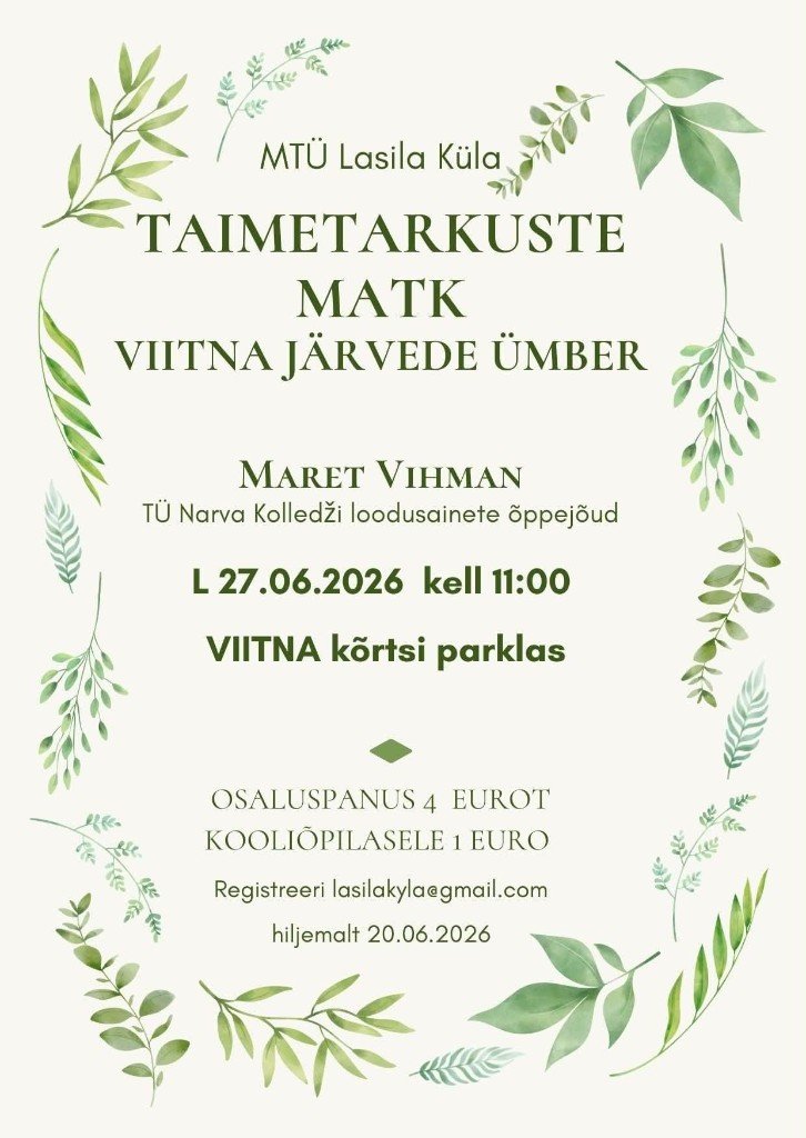 Taimetarkuste matk Viitna järvede ümber plakat