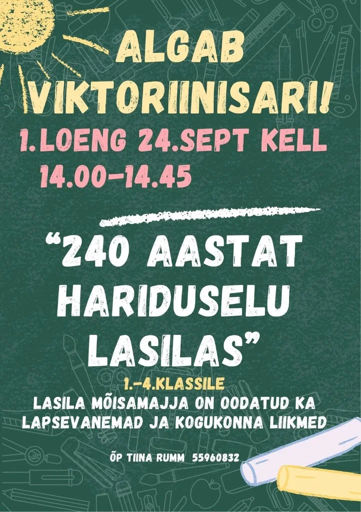 Plakat: algab viktoriinisari, esimene loeng 24. septembril kell 14.00–14.45